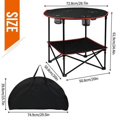  Momotata Camping Table Portable Folding Camping Side Table for Outdoor Picnic, Beach, Games, Camp, & Patio Tables Folding with 4 Cup Holders & Carry Case for Travel & Storage, Premium 600D