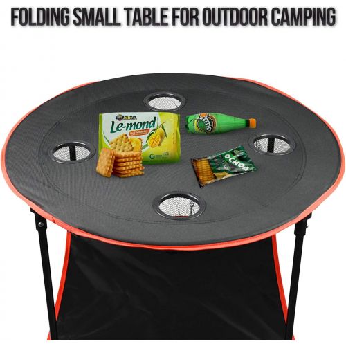  Momotata Camping Table Portable Folding Camping Side Table for Outdoor Picnic, Beach, Games, Camp, & Patio Tables Folding with 4 Cup Holders & Carry Case for Travel & Storage, Premium 600D