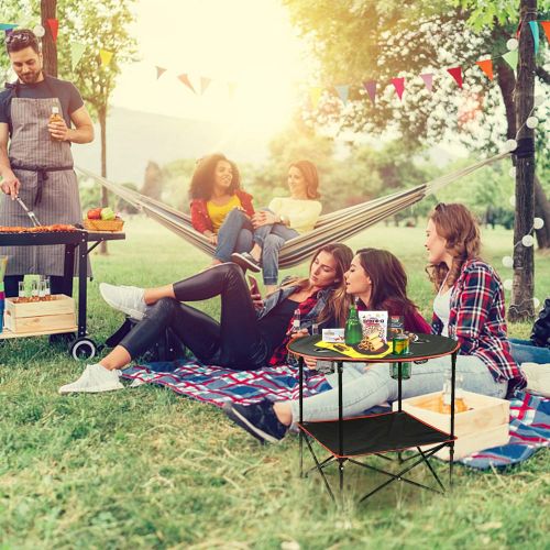  Momotata Camping Table Portable Folding Camping Side Table for Outdoor Picnic, Beach, Games, Camp, & Patio Tables Folding with 4 Cup Holders & Carry Case for Travel & Storage, Premium 600D