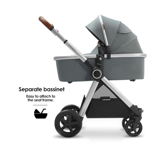  Mompush Ultimate2, Full-Size Standard Stroller, Independent Bassinet, Reversible Seat, Compact Self Standing Fold, Large UPF50+ Canopy, All Wheel Suspension