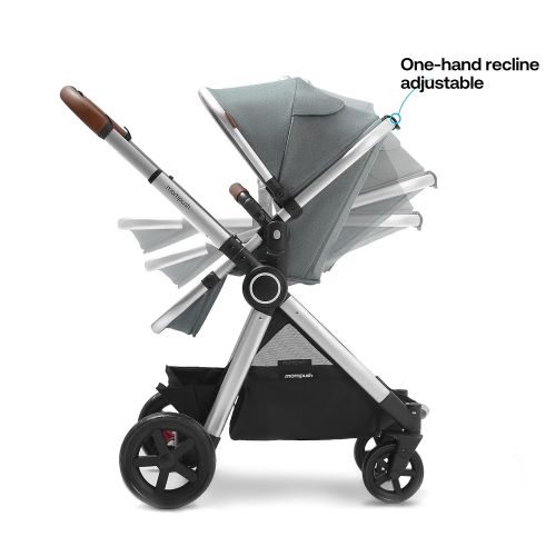  Mompush Ultimate2, Full-Size Standard Stroller, Independent Bassinet, Reversible Seat, Compact Self Standing Fold, Large UPF50+ Canopy, All Wheel Suspension