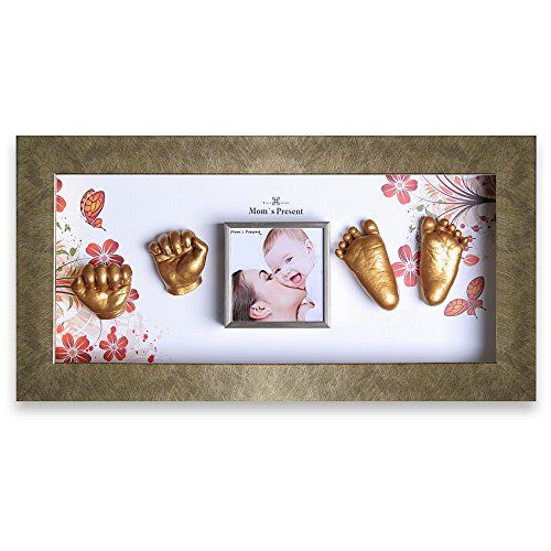  [아마존베스트]Moms Present Momspresent Baby Hands and Feet Casting 3D Print DIY Kit with Gold Frame1 (Gold)