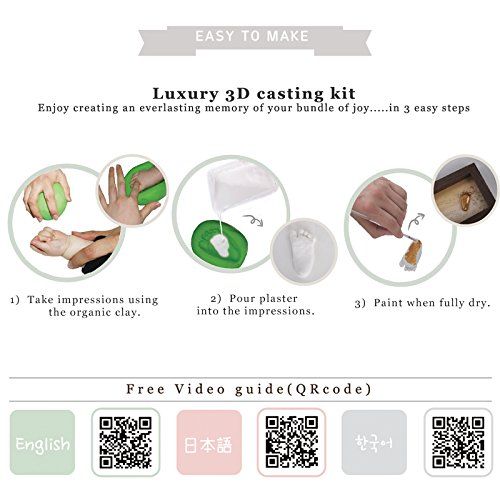  [아마존베스트]Moms Present Momspresent Baby Hands and Feet Casting 3D Print DIY Kit with Gold Frame1 (Gold)