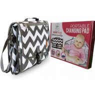 [아마존베스트]Moms Pulse Portable Changing Pad for Diaper Bag | Extra Large, Comfy Baby Changing Pad for Small Babies & Toddlers | Waterproof & Wipeable | Comes with Head Cushion and 4 Storage Pockets | No