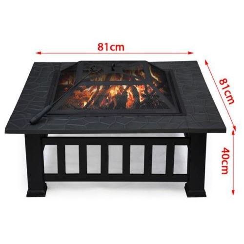  MomsShop 32 Outdoor Garden Fire Pit BBQ Grill Brazier Square Stove Patio Heater Firepit