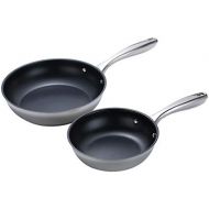 [아마존베스트]Momscook 2-Piece Stainless Steel Nonstick Multi-Layer Base Omelet Fry Pan Saute Pan, 8-Inch and 10-Inch, Dishwasher Safe Omelet Pans