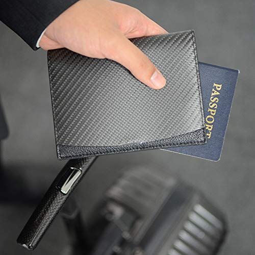  MonCarbone carbon fiber scenario monCarbone Passport Holder Cover Carbon Fiber Leather Travel Wallet for Men & Women