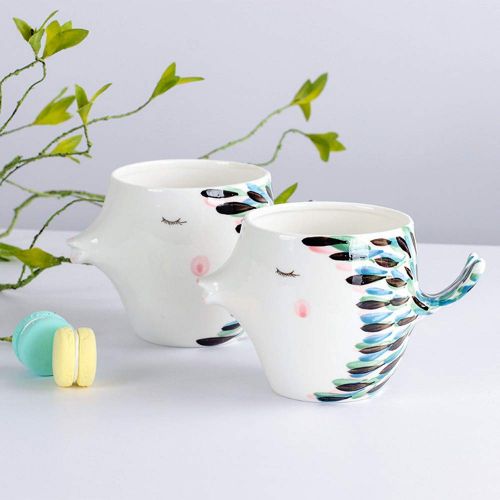  MonLiya Ceramic Teapot Set for Gifts Watercolor Kissing Fish Tea Kettle Coffee Mug Colorful Printed Cups Set Tea Warmer Household Jugs Gift for Kids Home Kitchen Decoration Cartoon