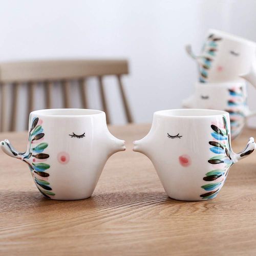  MonLiya Ceramic Teapot Set for Gifts Watercolor Kissing Fish Tea Kettle Coffee Mug Colorful Printed Cups Set Tea Warmer Household Jugs Gift for Kids Home Kitchen Decoration Cartoon