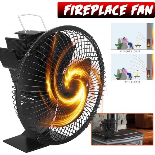  Mona43Henry Stove Fireplace Fan, Environmental Silent Motors Heat Powered Stove Fan, 5 Leaves Sturdy Fireplace Blower with Protective Cover, Safer and More Comfortable, for Gas Pel