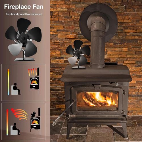  Mona43Henry Fireplace Stove Fan Heat Powered Stove Fan Upgraded 5 Blade Stove Fan Silent Motors For Wood Log Burner Fireplace smart