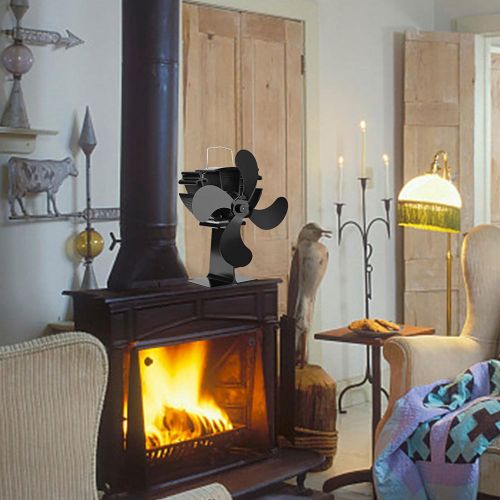  Mona43Henry Wood Burning Stove Fireplace Fan, Eco Friendly Heat Powered Stove Fan, Sliently Operated Fireplace Stove Fan, Automatical Operation Stove Fan, Safe Stove Fan With Overheating Prote
