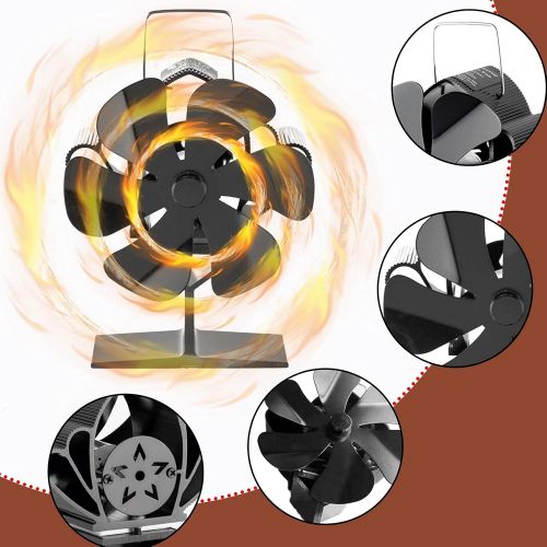  Mona43Henry 6 Blade Fireplace Fan Self Powered Overheat Protection Heating Stove Fan for Wood/Log Burner/Fireplace,Increased Warm Air Efficient for Large Room
