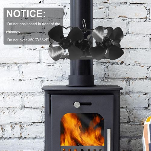  Mona43Henry Wood Stove Fan, 8 Blade Fireplace Fan, Stove Guard Heat Powered Stove Top Fans, Burning Stove Fireplace Fan Heat Powered Dual Motor Stove Fan for Wood Burner/Burning/Lo