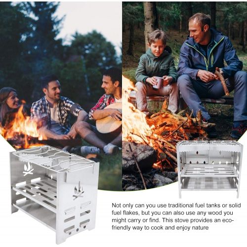  Mona43Henry New Camping Wood Stove, Portable Folding Camping Grill Stoves Wood Burning Stoves, Stainless Steel Stove with Adjustable Ash Catcher, Wood Burning Stove, Heat Resistant Portable Tw