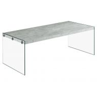 Monarch Specialties Monarch specialties I 3230, Coffee Table, Tempered Glass, Grey Cement, 44L