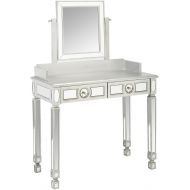 Monarch Specialties Brushed Silver/Mirrored Vanity with 2 Drawers, 36-Inch