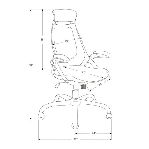  Monarch Specialties Mesh/Chrome High-Back Executive Office Chair, White/Grey