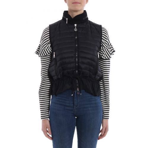 몽클레르 Moncler Black cotton and padded nylon gilet