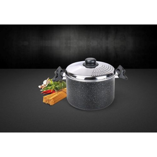  Moneta 0018656011 Etnea Pasta Kochtopf 22 cm 4Liter, Aluminium, 4 liters, Schwarz