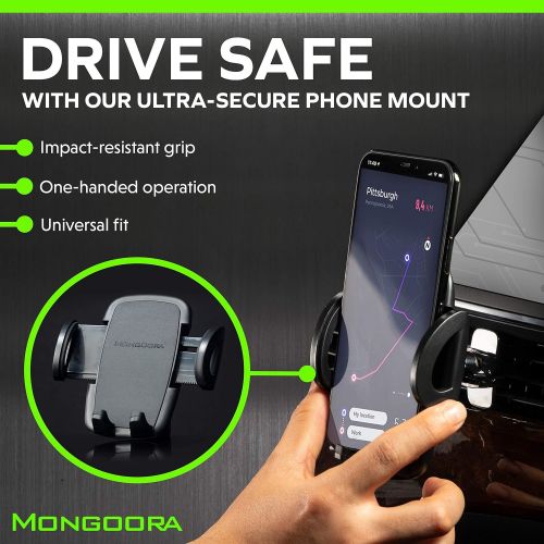  [아마존베스트]Universal Air Vent Car Phone Mount Holder - Updated Version by Mongoora - for Any Smartphone - Car Cell Phone Holder - Vent Phone Holder - Car Vent Mount - Air Vent Mount Holder -