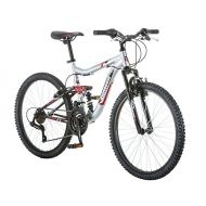 24 Mongoose Ledge 2.1 Boys Mountain Bike, Silver/Red