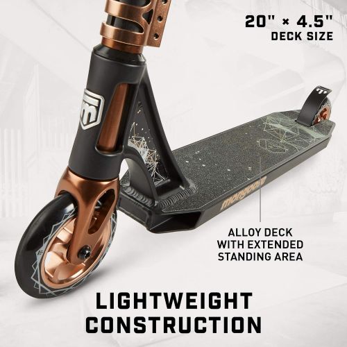  Mongoose Rise Youth and Adult Freestyle Kick Scooter, High Impact 110mm Wheels, Bike-Style Grips, Lightweight Alloy Deck, Multiple Colors