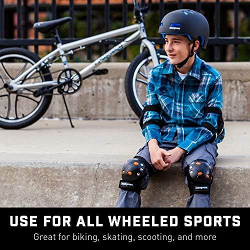  Schwinn Mongoose Youth BMX Bike Gel Knee and Elbow Pad Set, Multi-Sport Protective Gear, Multiple Colors