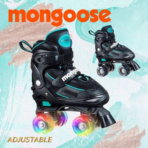  Mongoose Roller Skates for Girls Adjustable with Light Up Wheels Beginner Inline Skates Fun Illuminating for Kids Boys and Girls