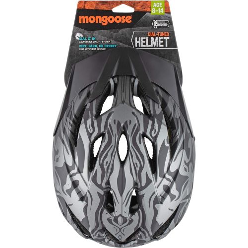  Mongoose Youth Blackcomb Tattoo Bike Hardshell Helmet, 52cm-56cm, Multi Sport Design