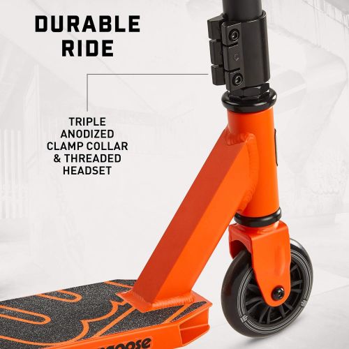  Mongoose Rise Youth and Adult Freestyle Kick Scooter, High Impact 110mm Wheels, Bike-Style Grips, Lightweight Alloy Deck, Multiple Colors