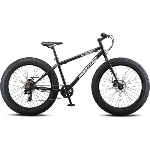  Mongoose Malus Adult Fat Tire Mountain Bike, 26-Inch Wheels, 7-Speed, Twist Shifters, Steel Frame, Mechanical Disc Brakes, Multiple Colors
