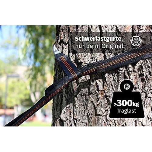  Monkey Swing Reise-Hangematte Ultra Light (275x140cm, max. 220 kg) im Set I Outdoor, Travel, Trekking & Camping Hammock, Reise-Hangematte, Travel-Hammock, Garten, Strand (Blau/Blau