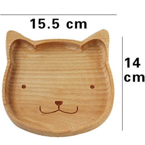  MonkeyJack Natural Handmade Wooden Kids Cat Plate Divided Dishes Animal Serving Tray - Cat