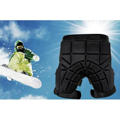  MonkeyJack Cushioned Ski Hip Butt Pad Inline Roller Skating Snowboarding Padded Safe Shorts Protective Gear S M L - Black, L