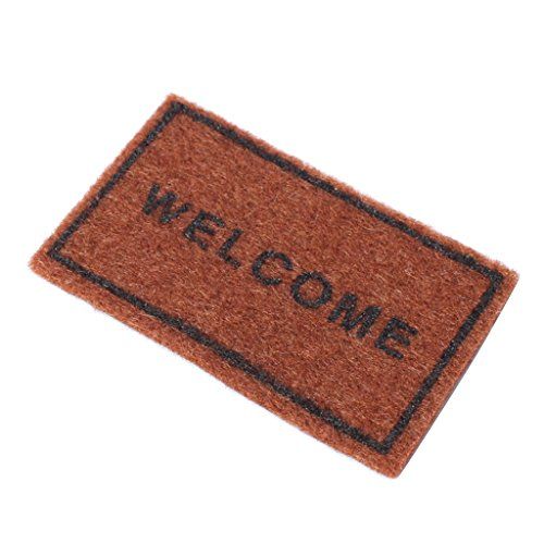  MonkeyJack 1/12 Scale Brown Welcome Floor Rug Cover Dollhouse Miniature Decoration