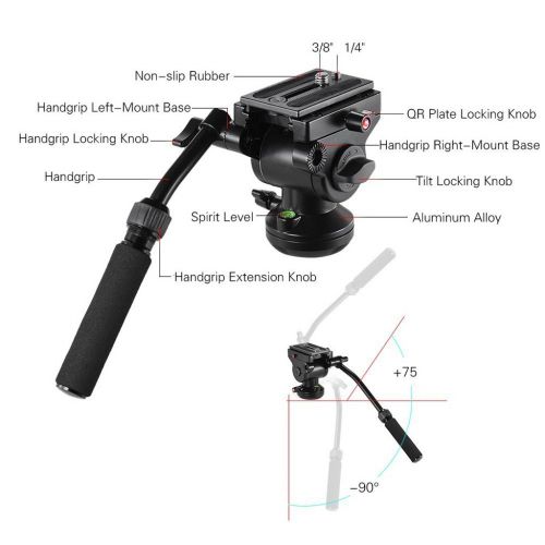  MonkeyJack Fluid Video Head Camera Head with 14 Thread 38 Screw for Monopod Slider