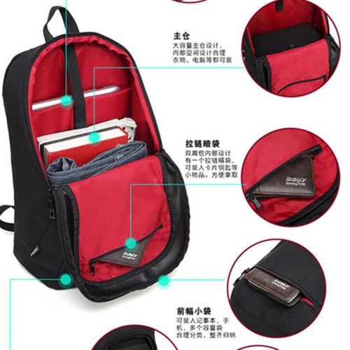  MonkeyJack 2 in 1 DSLR Camera Bag Laptop Backpack Shockproof Case with Rain Cover Green for Canon Nikon Red