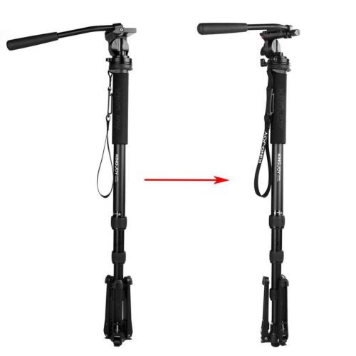  MonkeyJack Compact Travel Monopod with Fluid Pan Head Portable Stand for DSLR Camera