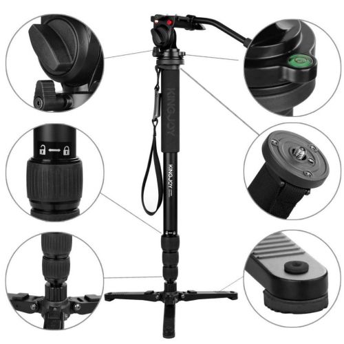  MonkeyJack Compact Travel Monopod with Fluid Pan Head Portable Stand for DSLR Camera