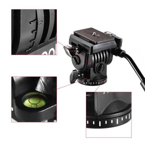  MonkeyJack Flexible Camera Fluid Tripod Head Mount wQuick Release Plate 14&38Screw