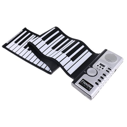 MonkeyJack 61 Keys Electronic Piano Keyboard Silicon Flexible Roll Up Piano Musical Instrument with Loud Speaker Portable