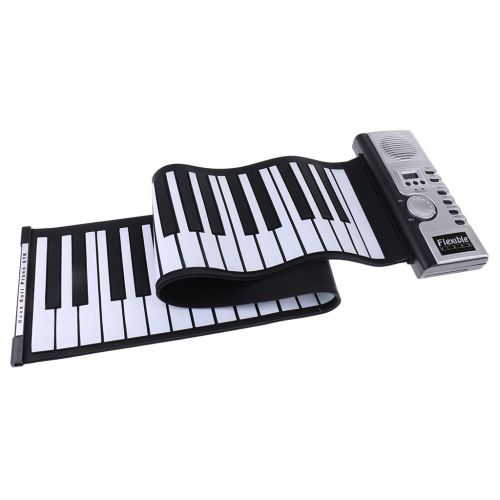  MonkeyJack 61 Keys Electronic Piano Keyboard Silicon Flexible Roll Up Piano Musical Instrument with Loud Speaker Portable