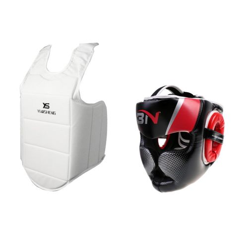  MonkeyJack MMA Boxing Headgear Head Guard Helmet and Chest Guards Set Pretection Gear