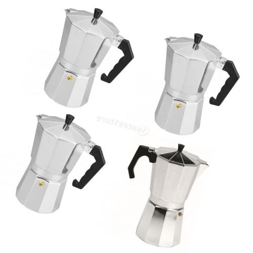  MonkeyJack 4 Pieces Moka Pot Aluminum Coffee Maker Kitchen Stove Homemade 3&6&9&12 Cups