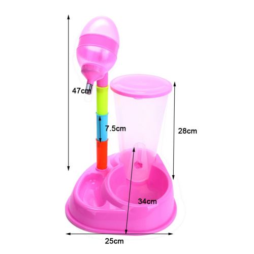  MonkeyJack Pet Water Bottle Water Feeder Auto Dispenser with Food Container Dish Bowl for Hamsters Rats Guinea-pigs Ferrets Rabbits Small Animals Hanging Water Feeding Bottles 600m