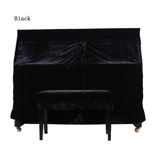  Monkeysell Full Piano Cover Cloth Art More pleuche Decorated with Macrame for Universal Upright Vertical Piano Upright piano universal 118-131 (black)（not include chair cover）