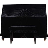 [아마존베스트]Monkeysell Full Piano Cover Cloth Art More pleuche Decorated with Macrame for Universal Upright Vertical Piano Upright piano universal 118-131 (black)（not include chair cover）