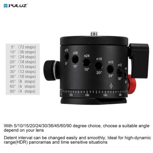  Monllack PULUZ Aluminum Alloy 10 Angles Panoramic Indexing Rotator Ball Head for Camera Tripod Head for High-Dynamic Range Panoramas