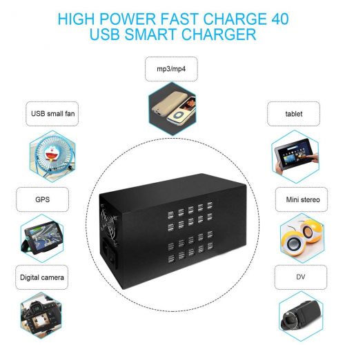  Monllack 40 Ports USB 300W Charger 5V 60A Smart Charging Station Built-in Cooling Fan Fast Charging for Tablets Laptop Phone